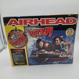 Airhead Ruckus 1-2 Rider Towable Deck Water Tube 58in Red Black White AH-RU12